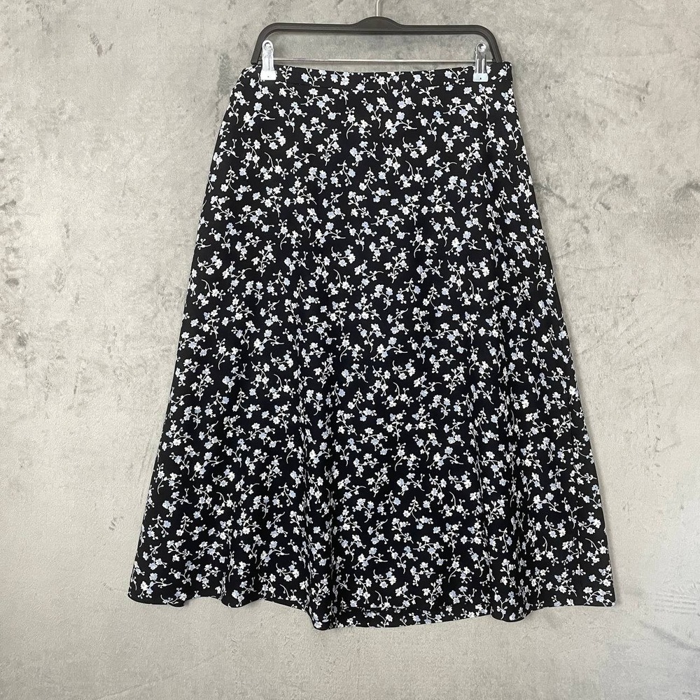 Vintage 90s‎ Cottagecore Rayon Midi A-Line Floral Skirt Plus 1X Elastic Waist